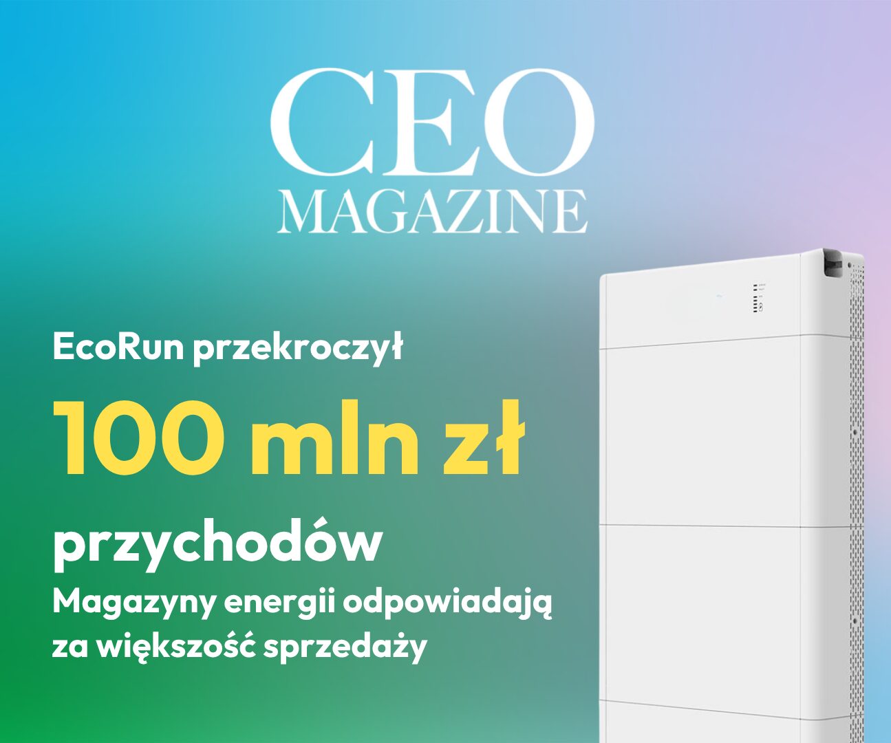 EcoRun przekracza 100 mln zł przychodów. Magazyny energii napędzają sprzedaż
